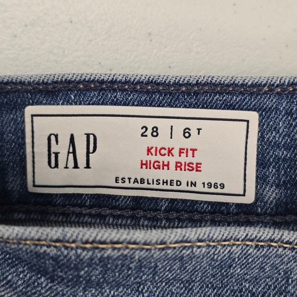 GAP Kick Fit High‎ Rise Jeans Women's 28x28 Tall Medium Wash Blue Denim - Picture 7 of 9